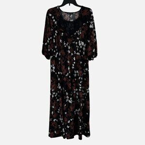 Adrienne Vittadini Women 3/4 sleeves Floral Maxi Dress Size L
